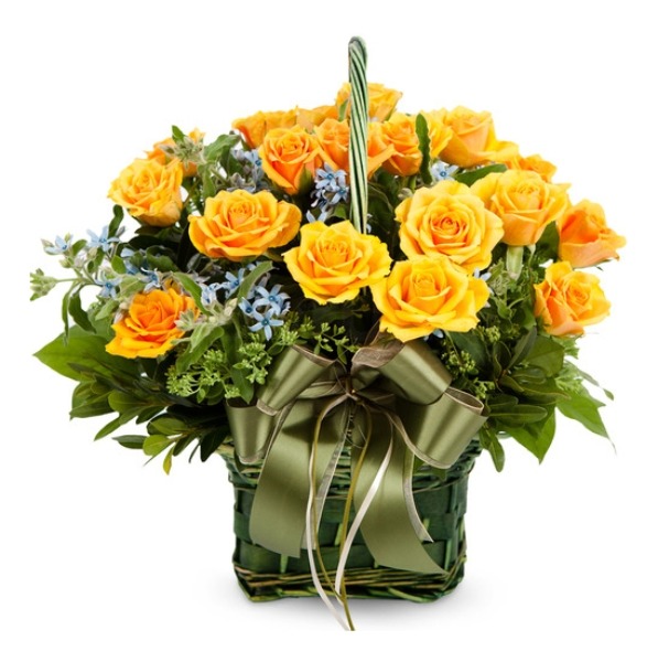노란 장미 꽃바구니 결혼기념일 전시회 꽃선물